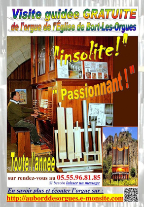 Visite guidée de l'orgue de l'église de Bort-les-Orgues