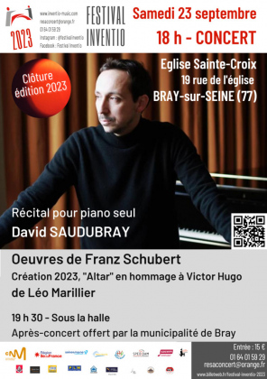 Festival INVENTIO : Concert de clôture de l'édition 2023 - Schubert au piano
