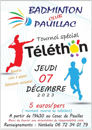Tournoi de badminton spécial Téléthon