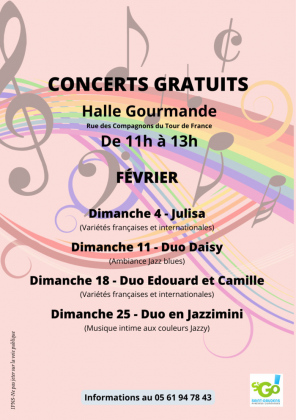 Concerts gratuits - Halle Gourmande - Février 2024