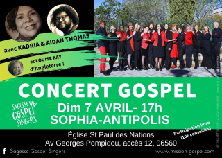 Concert Gospel 7 avril 2024 Sophia-Antipolis