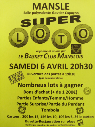 Super Loto organisé par le Basket Club Manslois.
