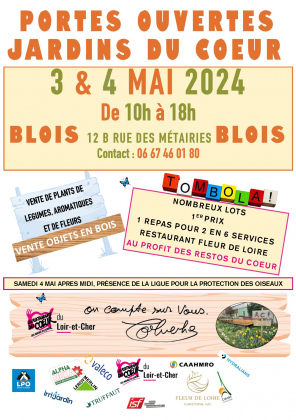 Portes ouvertes jardins du cœur de Blois 3 et 4 mai 10h/18h