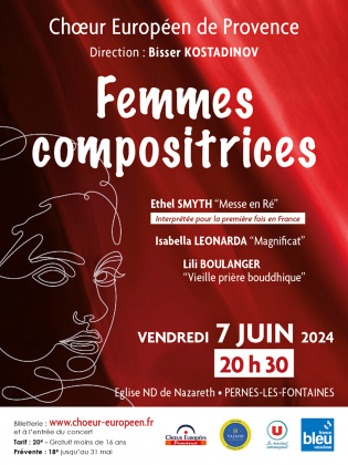 Concert FEMMES COMPOSITRICES par le choeur européen de provence