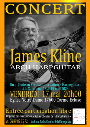 Concert James Kline avec a la arch harpguitar à 19 cordes