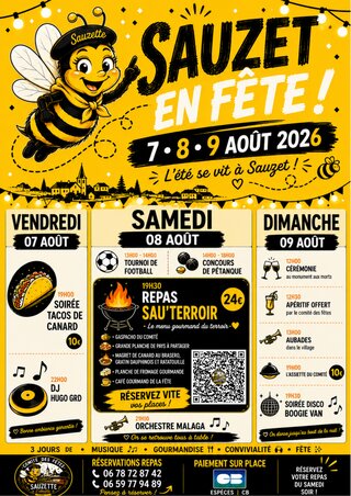 🎡 Fête Votive de Sauzet 2026 — 3 jours de festivités !