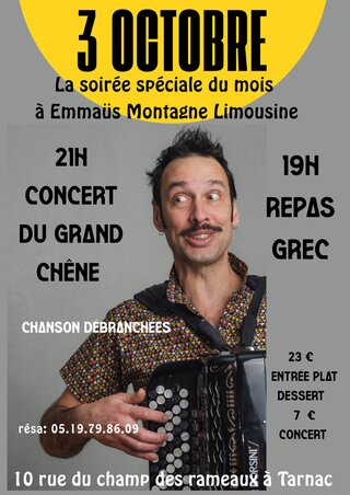 Repas Grec et concert du Grand Chêne à Emmaüs