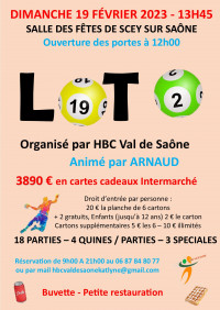 Loto organisé par HBC Val de Saône et animé par Arnaud