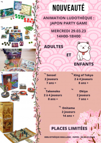 29 mars :  Animation Ludothèque Japon Party Game