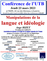 Conférence de l'UTB "Manipulation de la langue et idéologie"