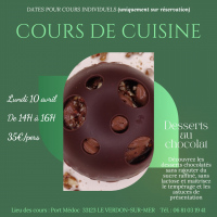 Cours de cuisine " Dessert au chocolat " avec la cheffe Karine Elbé (sur réserva