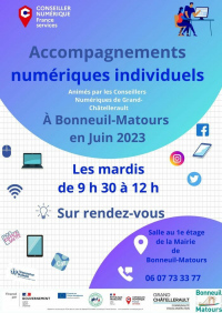 Accompagnements numériques individuels en juin 2023 à Bonneuil-Matours