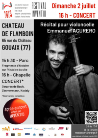 Festival INVENTIO : Violoncelle avec Emmanuel Acurero et balade au Château de Fl