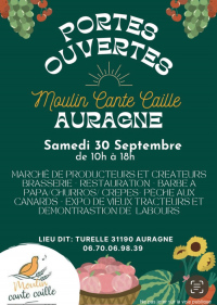 Portes ouvertes au Moulin Cante Caille à Auragne samedi 30 septembre