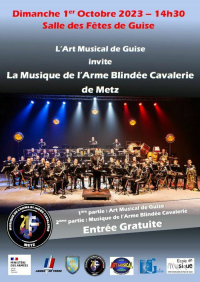 Concert : L'Art Musical de Guise invite la Musique de l'Arme Blindée Cavalerie d