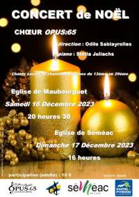 GAUDETE ! concert de Noël par le Choeur OPUS:65 de Séméac (65600)