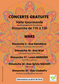 Concerts gratuits - Halle Gourmande - Mars 2024