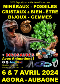 3ème Salon Minéraux Fossiles Cristaux Bijoux et Gemmes  + Dinosaures
