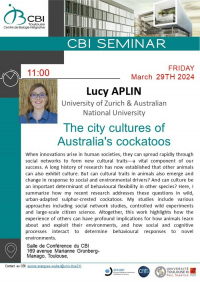 Lucy Aplin "The city cultures of Australia's cockatoos"