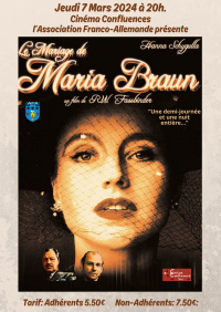 Film allemand "Le Mariage de Maria Braun" en V.O. sous-titrée