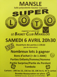 Super Loto organisé par le Basket Club Manslois.