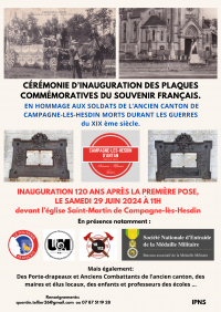 Cérémonie d’inauguration des plaques commémoratives du Souvenir