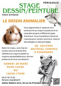 Stage dessin-peinture : Le Dessin Animalier par Floriane VIRGO à Périgueux