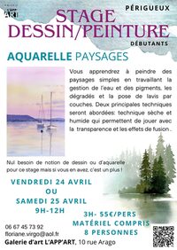 Stage dessin-peinture : Aquarelle - Paysages  par Floriane VIRGO à Périgueux