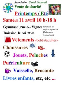 Vente de charité Printemps et Eté à Boissise-le-Roi