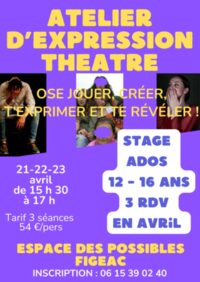 Ateliers d’expression créatrice théâtre à Figeac à Figeac