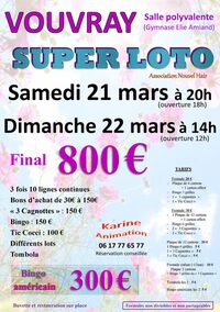 Super LOTO animé par Karine Final 800€ à Vouvray