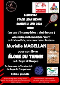 Rencontre avec Murielle MAGELLAN "Éloge du Tennis" à Lubersac