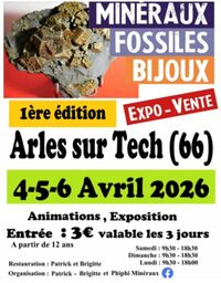1 ÉDITION EXPO - VENTE MINERAUX FOSSILES BIJOUX à Arles-sur-Tech