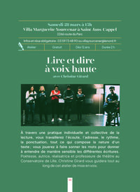 Atelier "Lire et dire à voix haute" -- Printemps des Poètes à Saint-Jans-Cappel