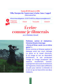 Projection et rencontre "Écrire comme je filmerais" -- Printemps des Poètes à Saint-Jans-Cappel
