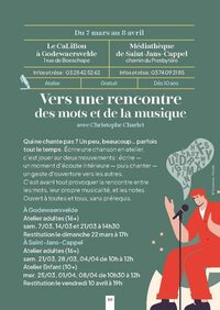 Atelier "Rencontre des Mots et de la Musique" -- Printemps des Poètes à Saint-Ja à Saint-Jans-Cappel
