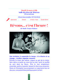 Spectacle jeunesse "Rêvons... c'est l'heure !" -- Printemps des Poètes à Méteren