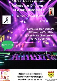 Soirée toutes danses et 2 taxis danseurs à Coubron