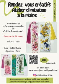 Ateliers d'initiation et de créations en résine à Truchtersheim