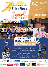 Courses de l'Indien (semi-marathon, 10km, 5km) - Édition 2026 (50e édition) à Orléans