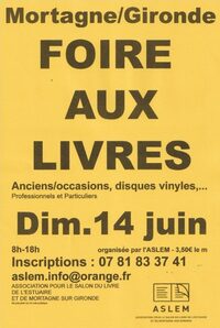 Foire Aux Livres anciens et d'occasion de Mortagne/Gironde à Mortagne-sur-Gironde