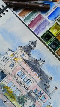 Croquis au Jardin : Miniature à l'aquarelle à Jurançon