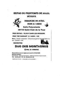 Repas et Thé dansant de SOLEIL DETENTE à Saint-Clair-de-la-Tour