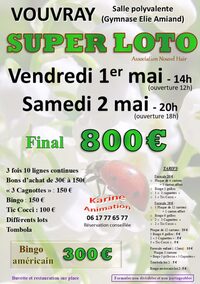 Super LOTO animé par Karine Final 800€ à Vouvray