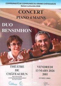 Concert de piano à 4 mains avec le duo Bensimhon à Châteaudun