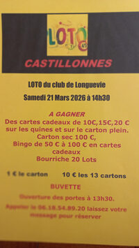 Grand Loto du Club de Longuevie  ouvert à Tous à Castillonnès