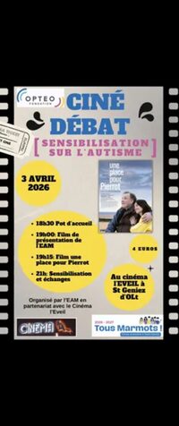 Ciné-débat "sensibilisation sur l'autisme" à Saint-Geniez-d'Olt-et-d'Aubrac