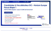 EIC Accélérateur - Webinaire sur l'étape 1 "Short Proposal" – 27/03/26 à Paris 5e