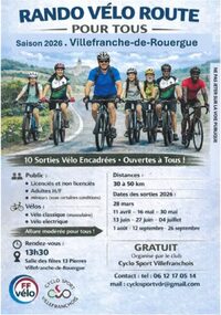 Cyclo Sport Villefranchois : les sorties 2026 pour tous ! à Villefranche-de-Rouergue