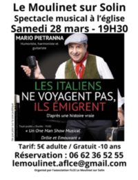 Spectacle musical : "Les italiens ne voyagent pas, ils émigrent" à Le Moulinet-sur-Solin